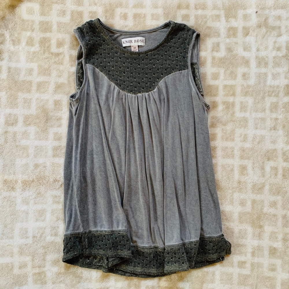 Knox Rose, knit and glitter trim tank top
